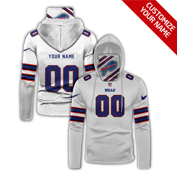 Men's Buffalo Bills White 2020 Customize Hoodie Mask